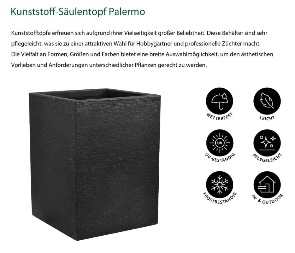 Dehner Blumentöpfe & Übertöpfe > Kunststoff-Säulentopf Palermo, quadratisch