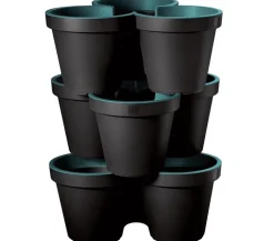 Dehner Kunststoff-Säulentopf Portland, rund, , ca. Ø43/H58 cm, 3er-Set Türkis Outlet