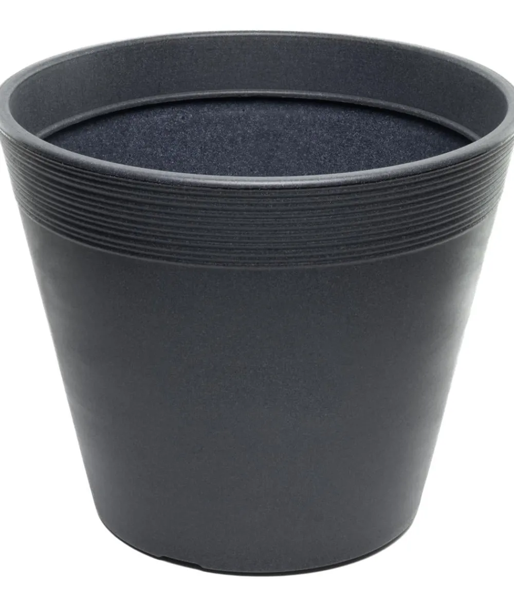Dehner Pflanzkübel & Blumenkästen|Blumentöpfe & Übertöpfe - Kunststoff-Topf Groovy, konisch, Anthrazit