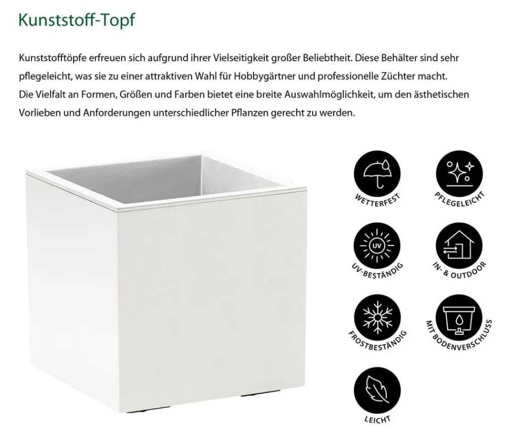 Dehner Blumentöpfe & Übertöpfe > Kunststoff-Topf Kebe, quadratisch, ca. B40/H40/T40 cm