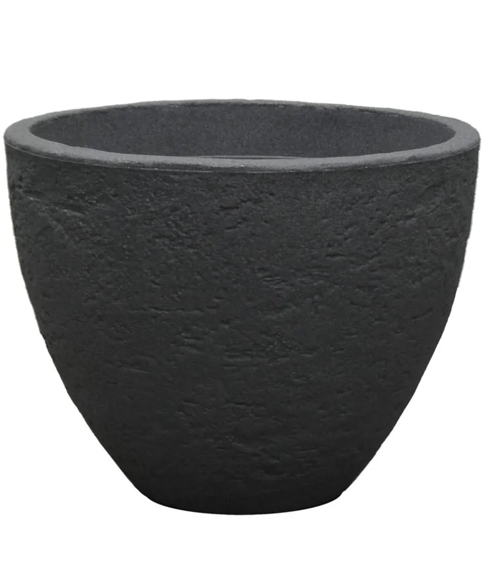 Dehner Kunststoff-Topf Stone, konisch, anthrazit Dunkelgrau New