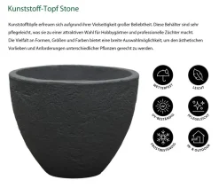 Dehner Kunststoff-Topf Stone, konisch, anthrazit Dunkelgrau New