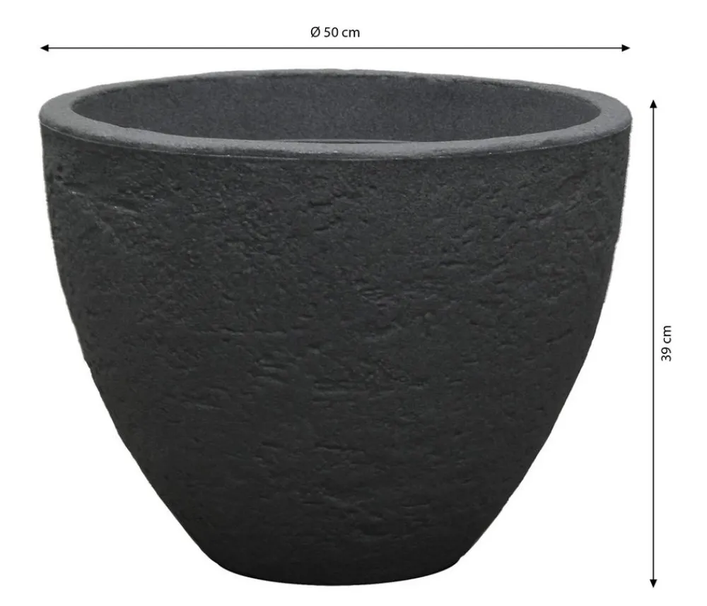 Dehner Blumentöpfe & Übertöpfe - Kunststoff-Topf Stone, konisch, anthrazit Dunkelgrau