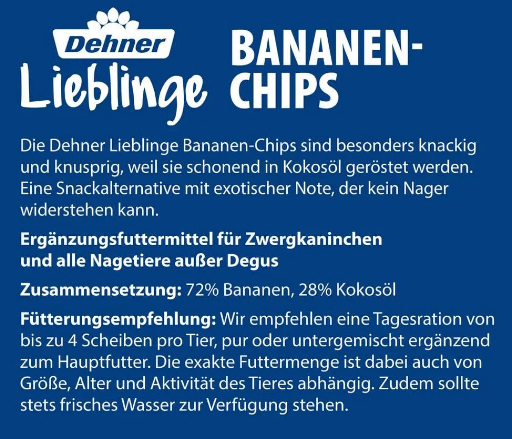Dehner Lieblinge Nahrungsergänzung Kleintiere > Bananen-Chips, 150 g