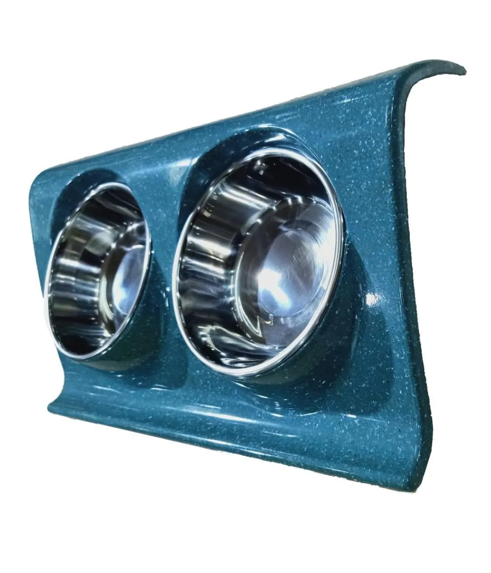 Dehner Lieblinge Doppel-Melaminnapf, silber/ Blau Hot