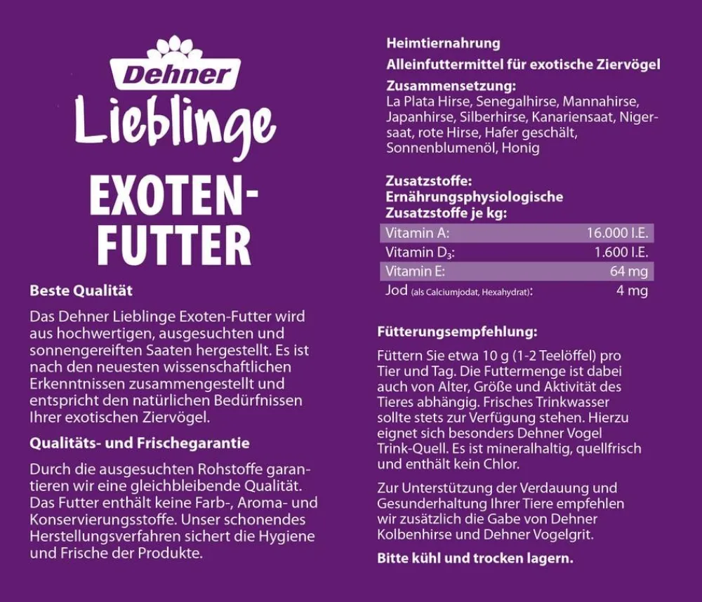 Dehner Lieblinge Vogelfutter & Snacks - Exoten-Futter