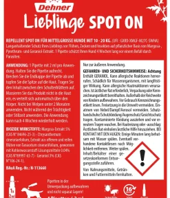 Dehner Lieblinge Ungezieferschutz|Hundepflege & Hygiene - Floh- und Zeckenschutz Spot On für mittelgroße Hunde, 4 x 2 ml