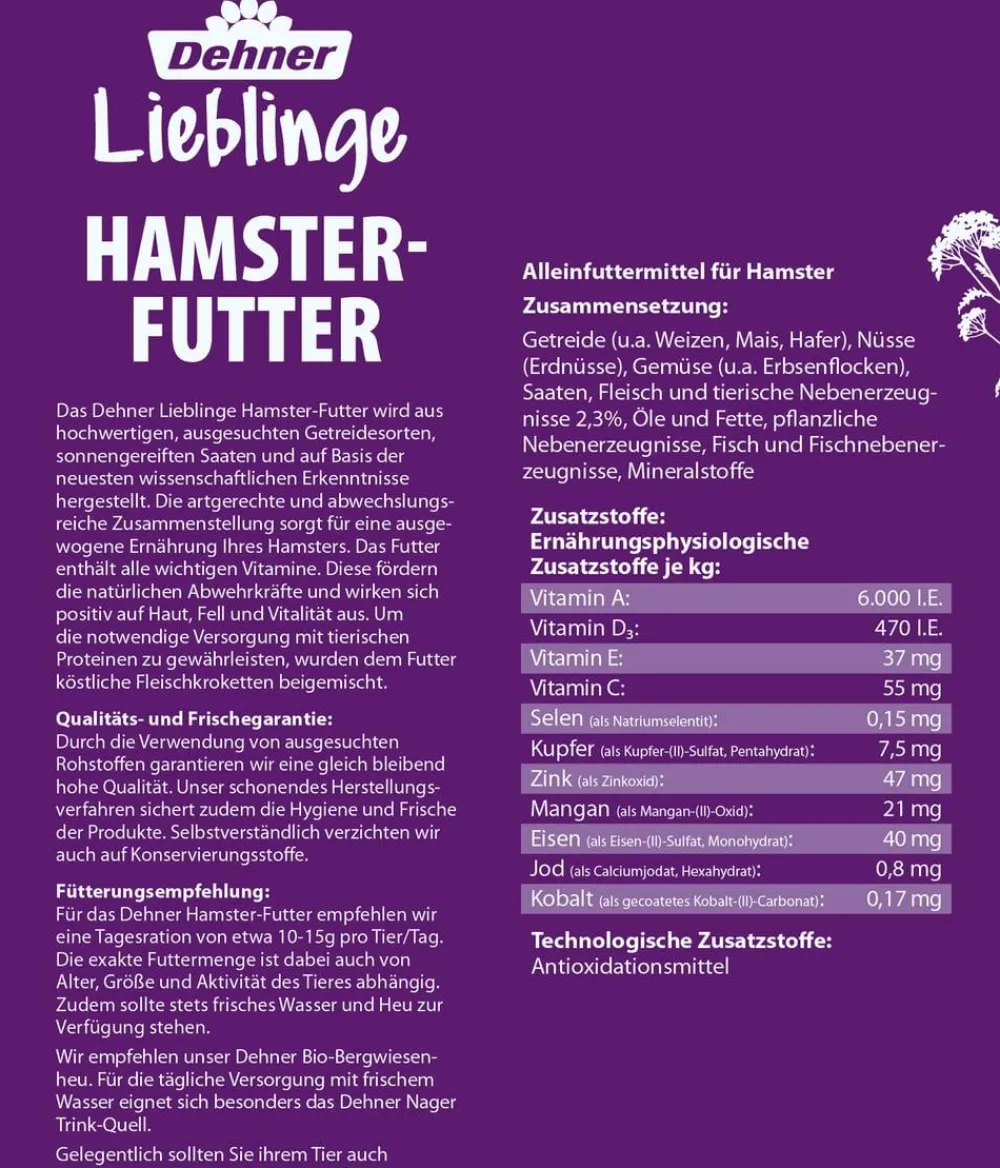 Dehner Lieblinge Kleintierfutter > Hamster-Futter, 500 g