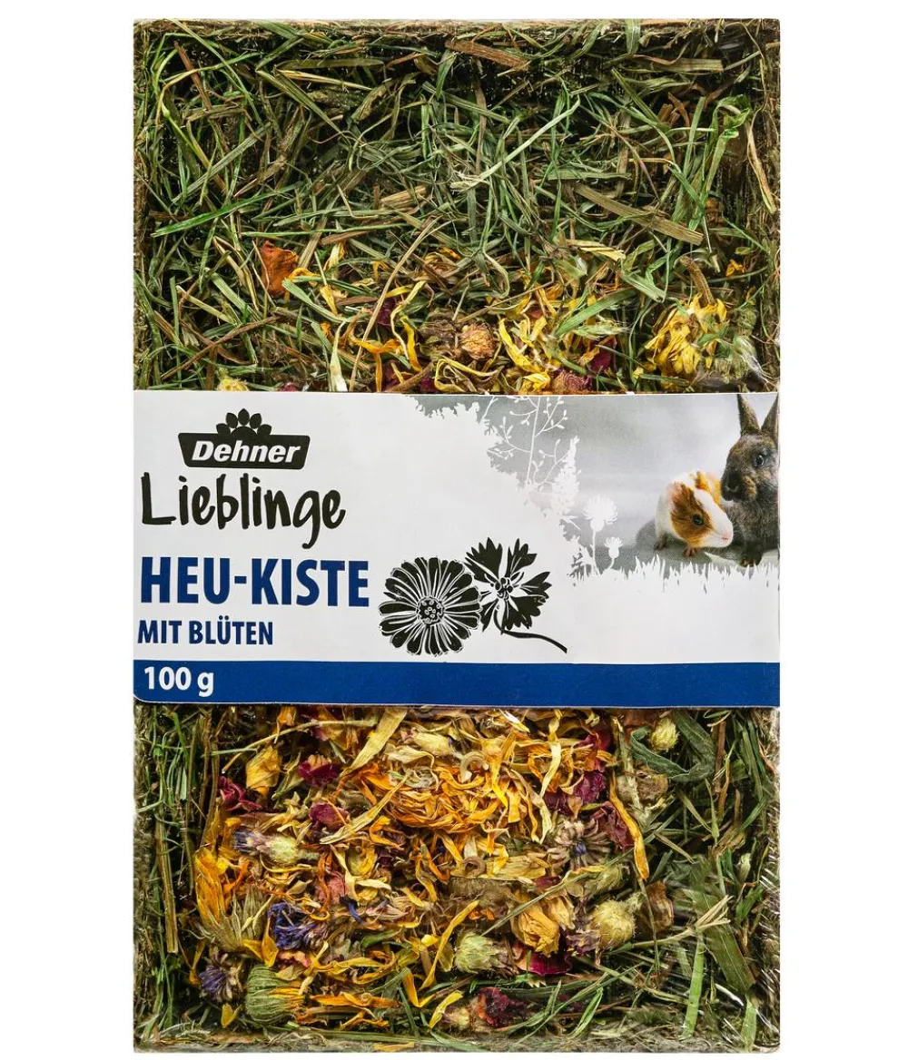 Dehner Lieblinge Heu-Kiste mit Blüten, 100 g Discount