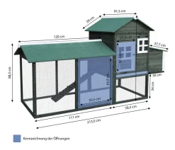 Dehner Lieblinge Bauernhof Zubehör|Hühnerställe > Hühnerstall Happy Hen, ca. B213,5/H122/T91,5 cm