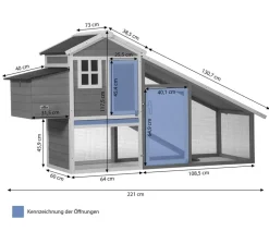 Dehner Lieblinge Bauernhof Zubehör|Hühnerställe - Hühnerstall Cottage, , ca. B221/H117,5/T73 cm Hellblau