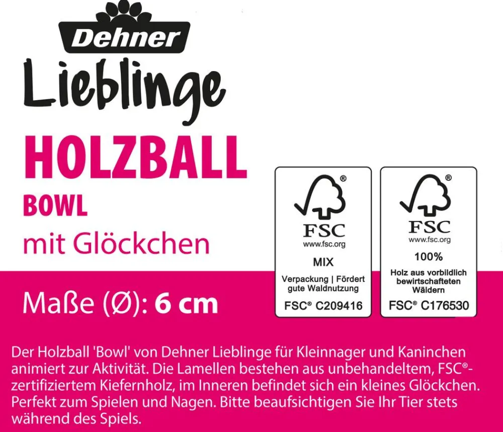 Dehner Lieblinge Holzball Bowl mit Glöckchen, ca. Ø6 cm Sale