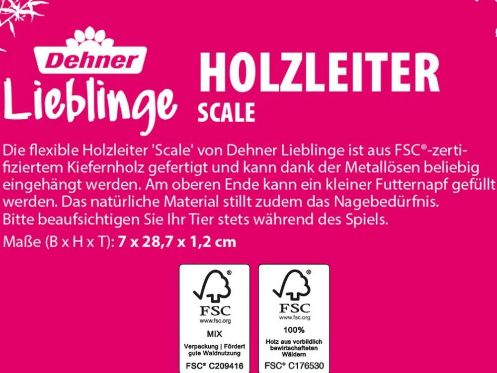Dehner Lieblinge Nagerspielzeug > Holzleiter Scale, ca. B7/H28,7/T1,2 cm