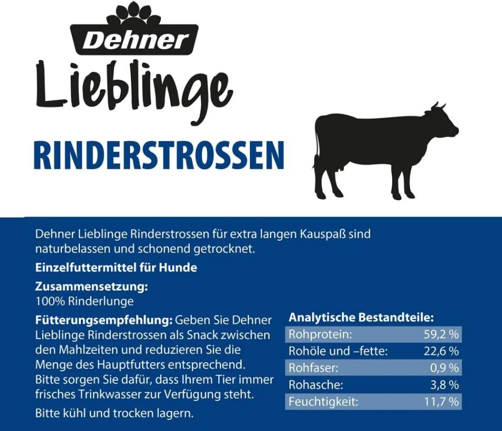 Dehner Lieblinge Hundeleckerlies > Hundesnack Rinderstrossen, 500 g
