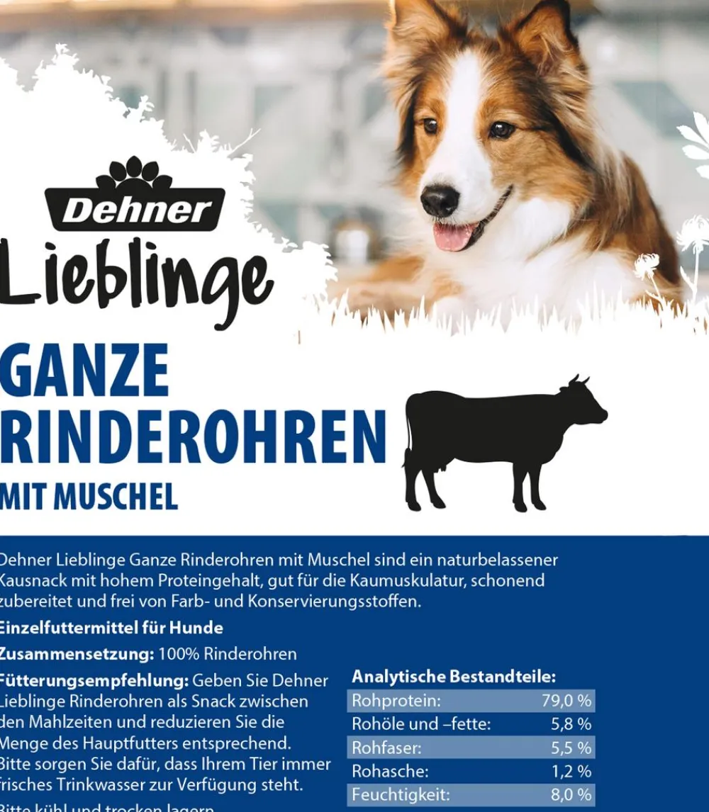 Dehner Lieblinge Hundeleckerlies > Hundesnack Ganze Rinderohren mit Muschel, 660 g