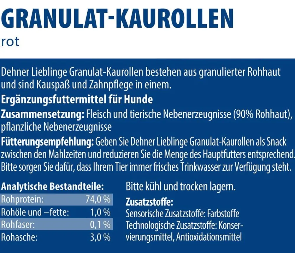 Dehner Lieblinge Hundeleckerlies > Hundesnack Granulat-Kaurollen, rot, 50 Stk.
