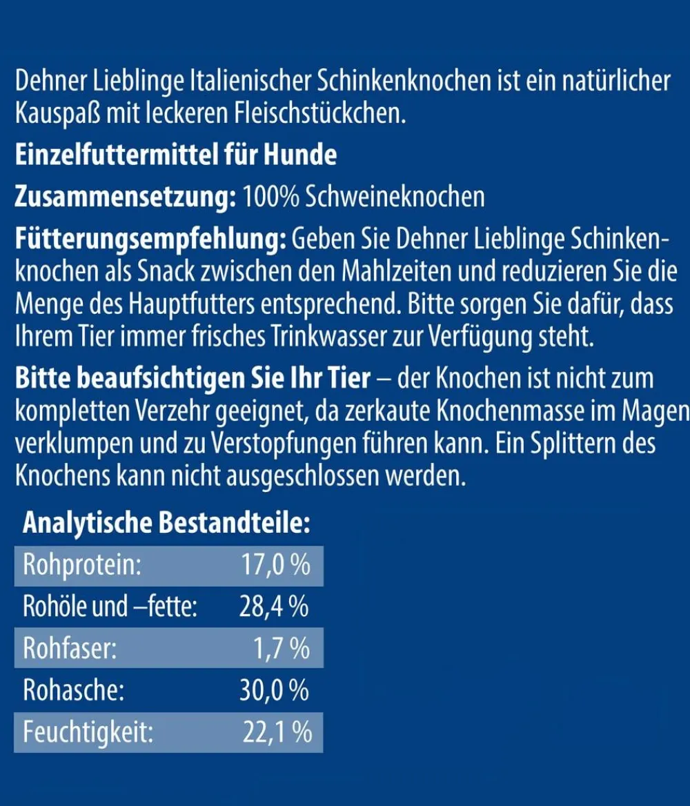 Dehner Lieblinge Hundeleckerlies - Hundesnack Italienischer Schinkenknochen, 390 g