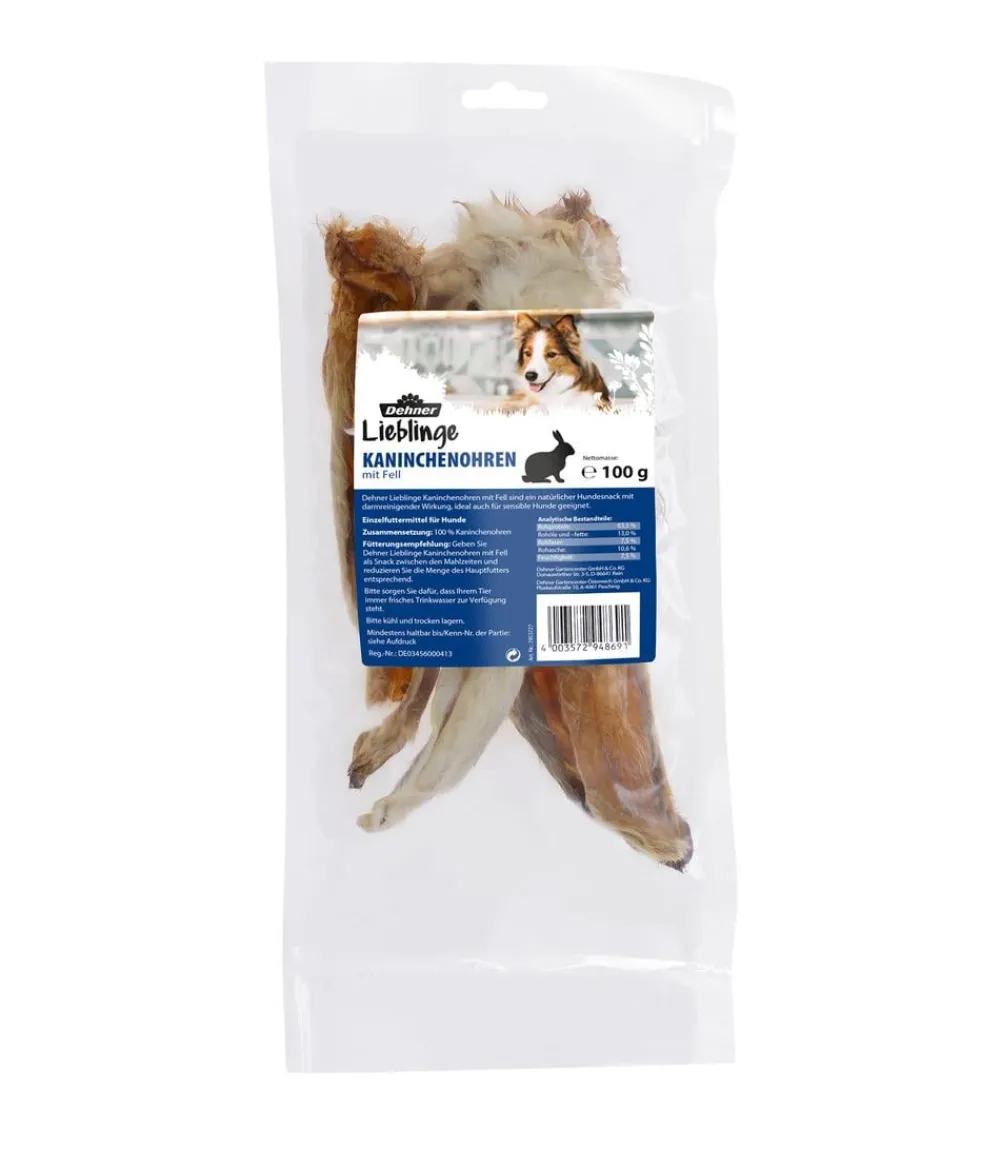 Dehner Lieblinge Hundesnack Kaninchenohren mit Fell New