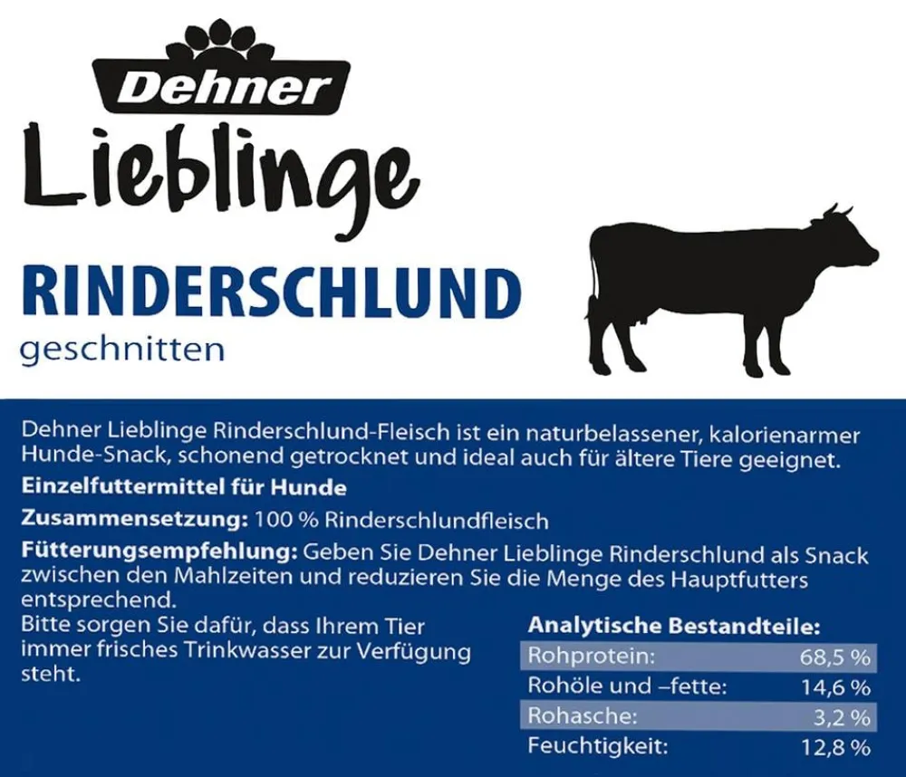 Dehner Lieblinge Hundeleckerlies - Hundesnack Rinderschlund geschnitten