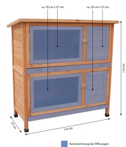 Dehner Lieblinge Kaninchenstall Original mit Wärmedämmung, ca. B114/H116/T57 cm Hellbraun