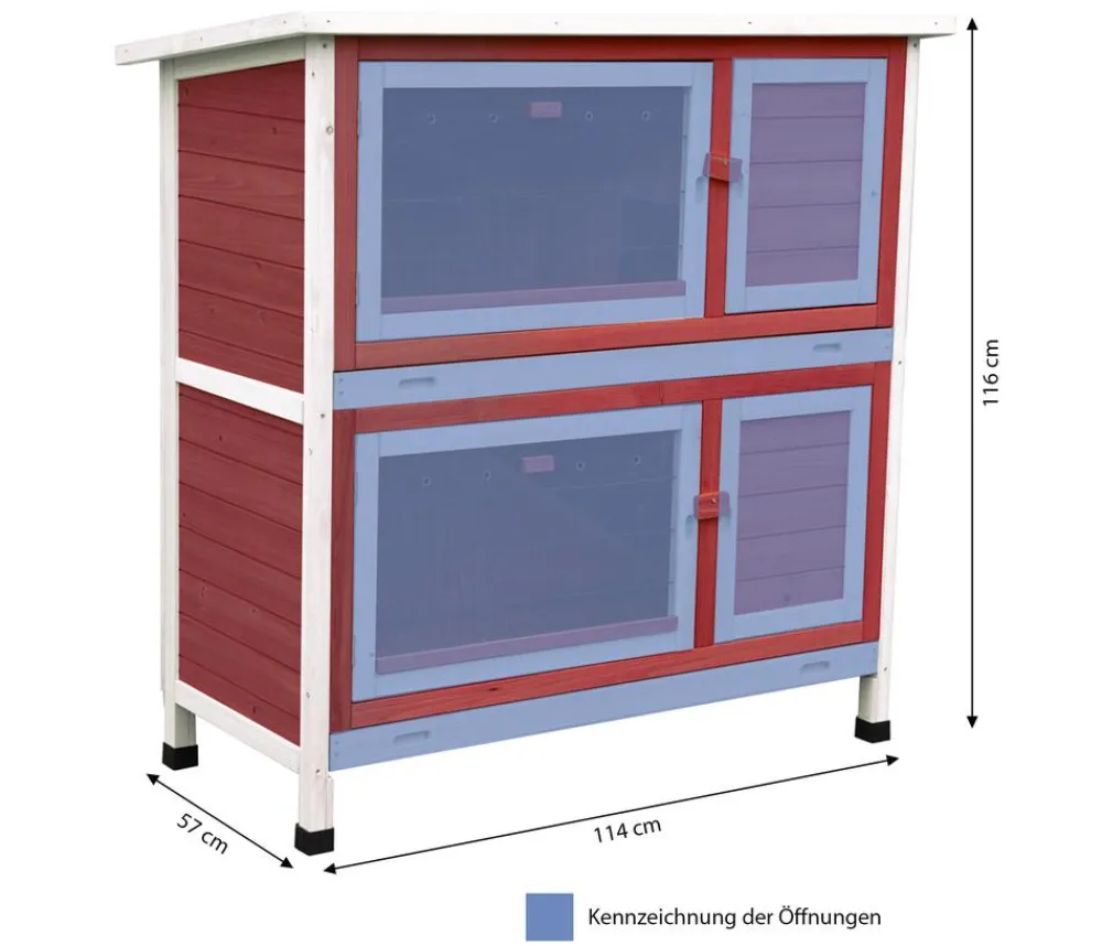 Dehner Lieblinge Kaninchenstall & Hasenstall - Kaninchenstall Landhaus, mit Wärmedämmung, ca. B114/H116/T57 cm
