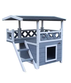Dehner Lieblinge Katzenhaus Chalet, ca. B78/H73/T55 cm Dunkelgrau Sale