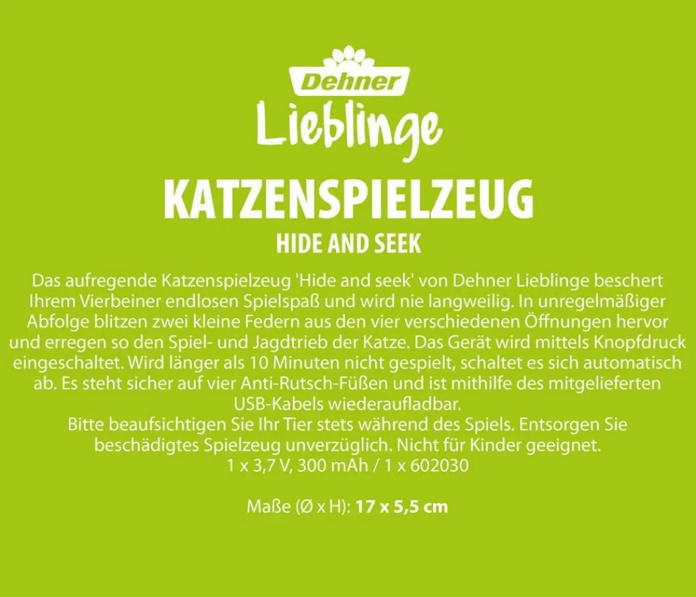Dehner Lieblinge Katzenspielzeug Hide and Seek, ca. Ø17/H5,5 cm Weiß Discount