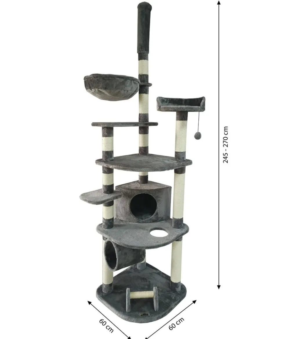 Dehner Lieblinge Kratzbäume & Kratzmöbel - Kratzbaum Tabby, ca. B60/H245-270/T60 cm Grau