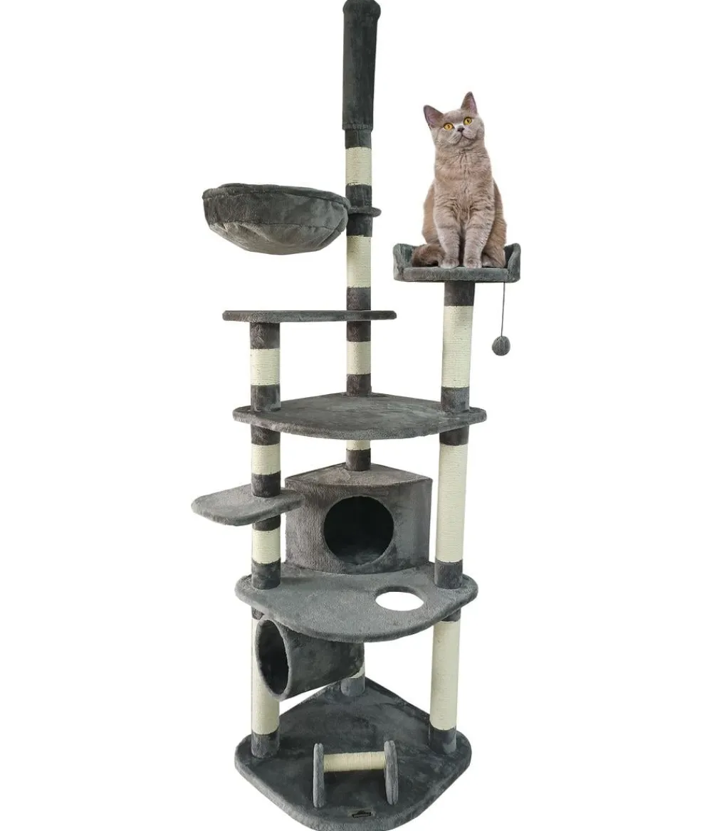 Dehner Lieblinge Kratzbäume & Kratzmöbel - Kratzbaum Tabby, ca. B60/H245-270/T60 cm Grau
