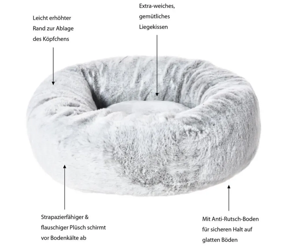 Dehner Lieblinge Kuschelbett Tender, rund, grau Hellgrau New