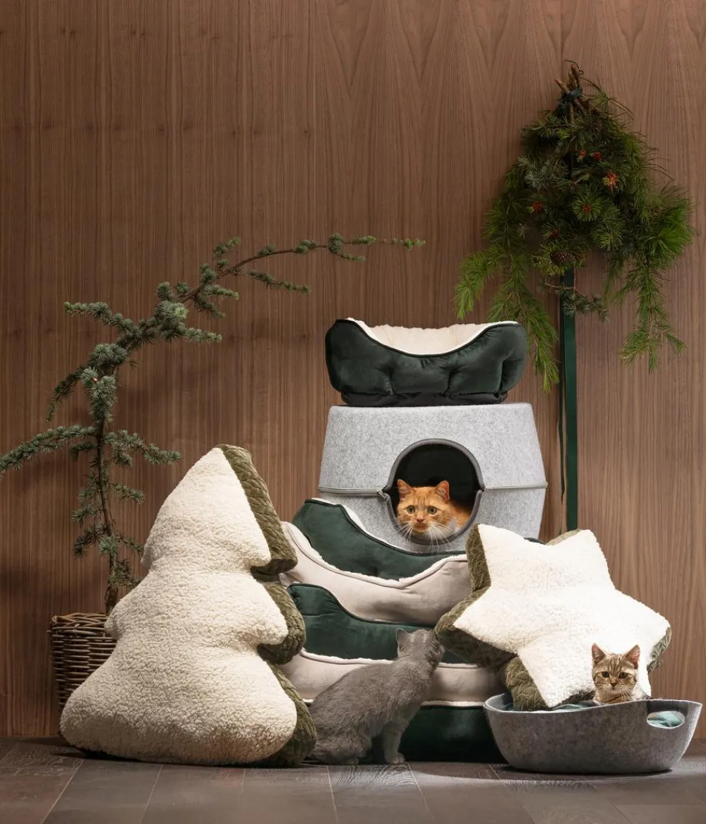 Dehner Lieblinge Kuschelbett Cup, grau/grün, rund, ca. B47/H17/T45 cm Sale