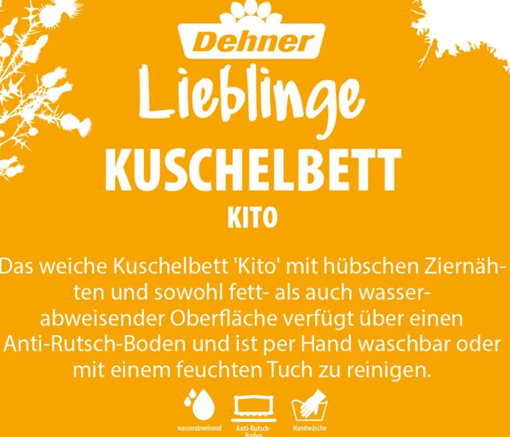 Dehner Lieblinge Kuchebett Kito, rechteckig, grau Fenstergrau New