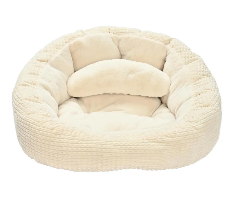 Dehner Lieblinge Hundebetten & Körbe|Katzenbetten & Katzenkissen - Kuschelbett Flocke, oval, , ca. B75/H36/T70 cm Weiß