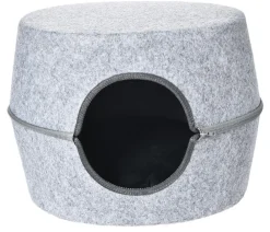 Dehner Lieblinge Katzenhöhlen|Hundebetten & Körbe - Kuschelhöhle On The Top, grau, rund, ca. B40/H37,5/T45 cm Hellgrau