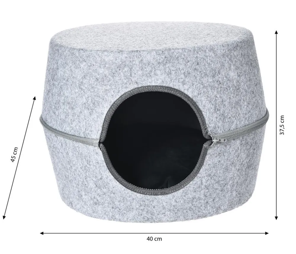 Dehner Lieblinge Katzenhöhlen|Hundebetten & Körbe - Kuschelhöhle On The Top, grau, rund, ca. B40/H37,5/T45 cm Hellgrau