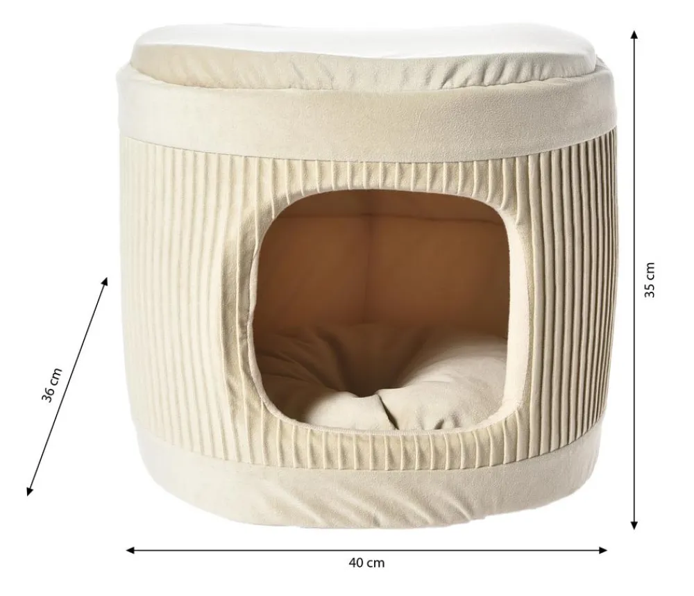 Dehner Lieblinge Katzenhöhlen|Hundebetten & Körbe - Kuschelhöhle Baroque 2 in 1, oval, , ca. B40/H35/T36 cm Beige