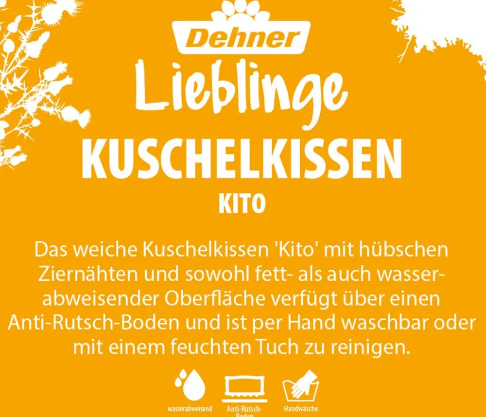 Dehner Lieblinge Hundekissen|Katzenbetten & Katzenkissen - Kuschekissen Kito, rechteckig, grau Fenstergrau