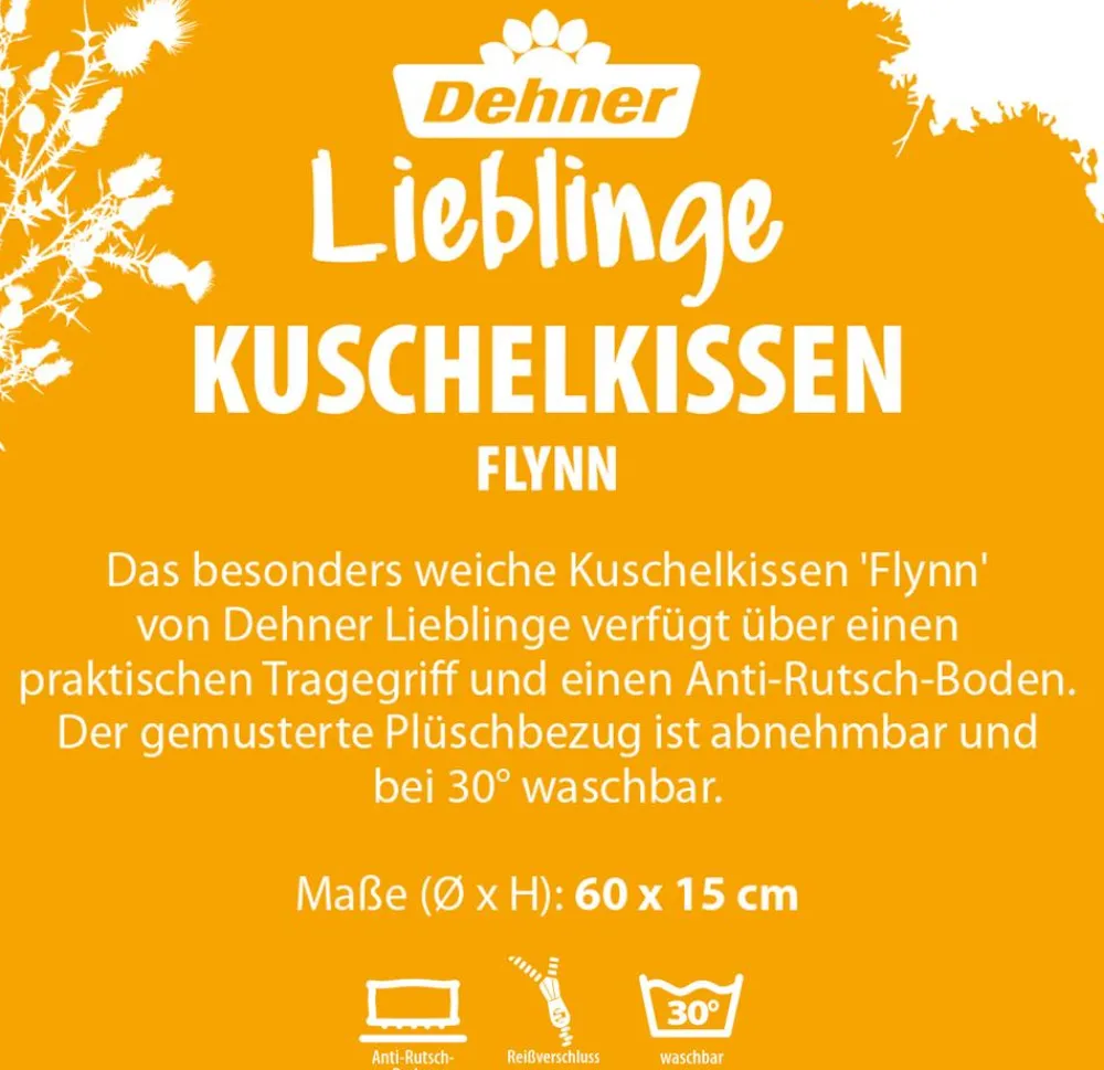 Dehner Lieblinge Hundekissen|Katzenbetten & Katzenkissen > Kuschelkissen Flynn, rund, ca. Ø60/H15 cm