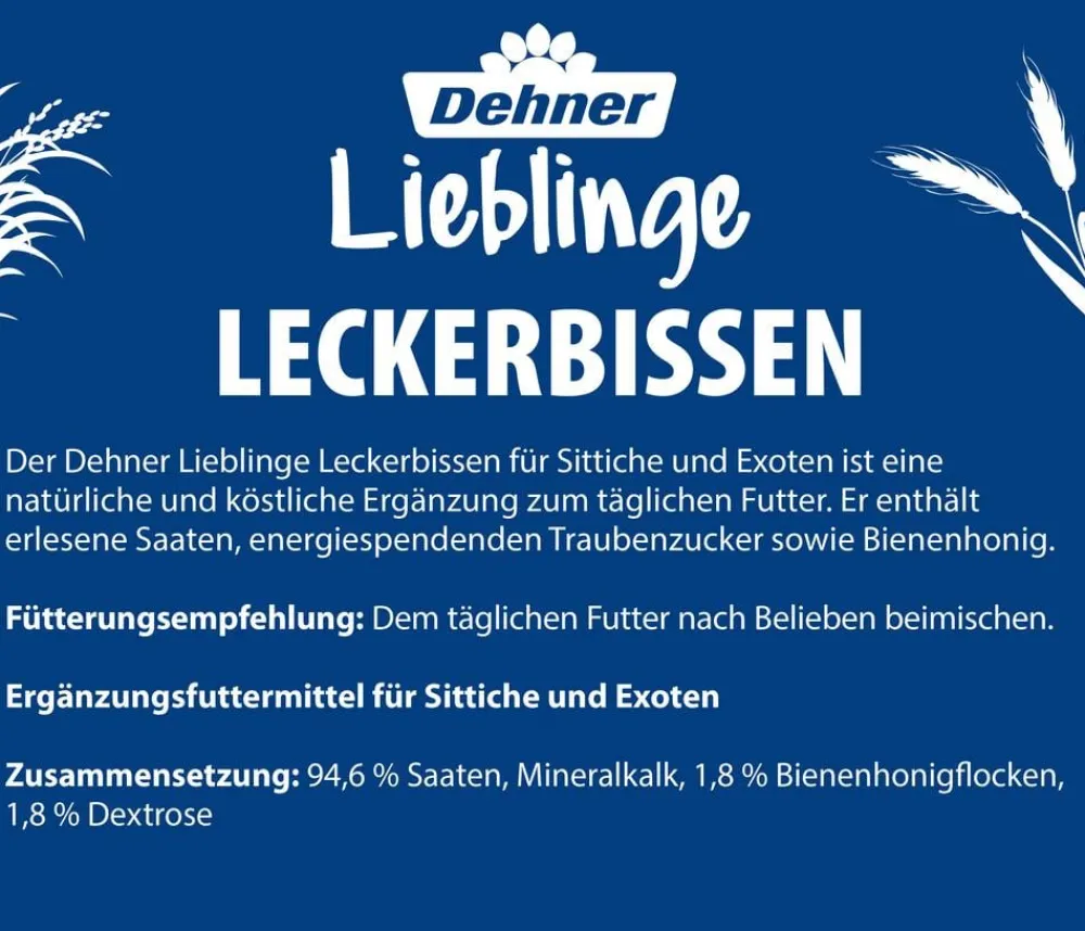 Dehner Lieblinge Leckerbissen für Sittiche und Exoten, 20 g Best