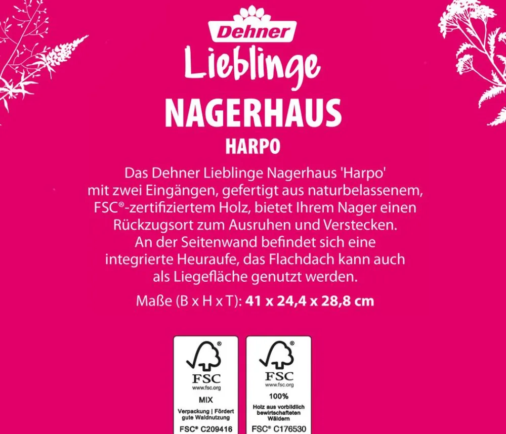 Dehner Lieblinge Mehr Kleintierbedarf - Nagerhaus Harpo, ca. B41/H24,4/T28,8 cm Natur