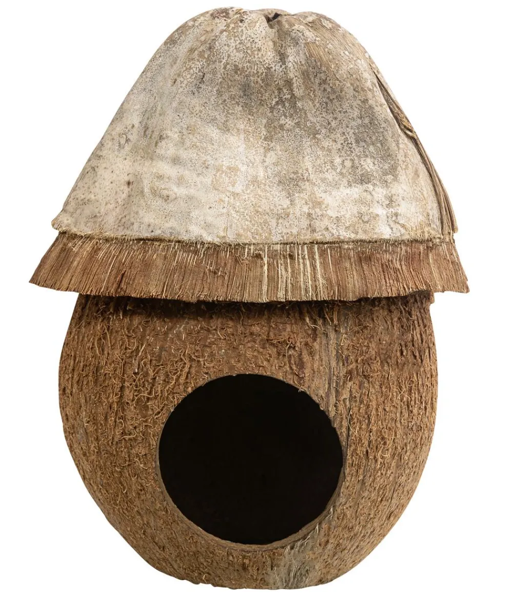 Dehner Lieblinge Terrarium Zubehör|Mehr Kleintierbedarf - Nagerhaus Kokosnuss-Höhle Husk, ca. Ø14/H15 cm Braun