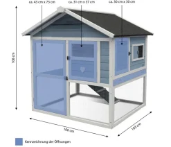 Dehner Lieblinge Kaninchenstall & Hasenstall - Nagerheim Castel, , ca. B106/H108/T103 cm Hellblau
