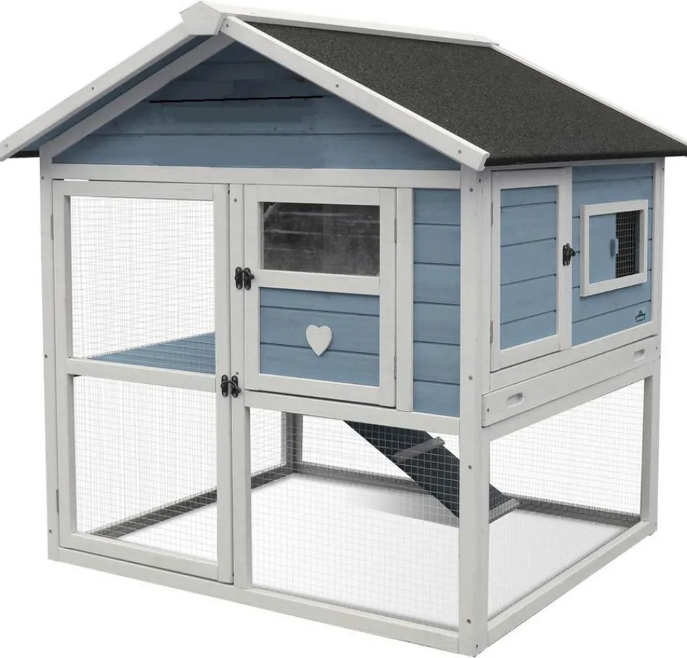 Dehner Lieblinge Kaninchenstall & Hasenstall - Nagerheim Castel, , ca. B106/H108/T103 cm Hellblau