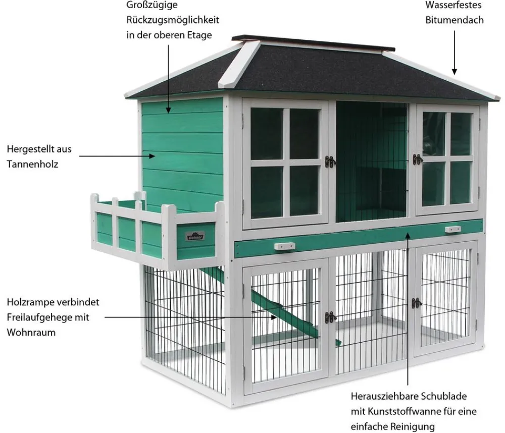 Dehner Lieblinge Kaninchenstall & Hasenstall > Nagerheim Palazzo, ca. B145/H121/T72 cm