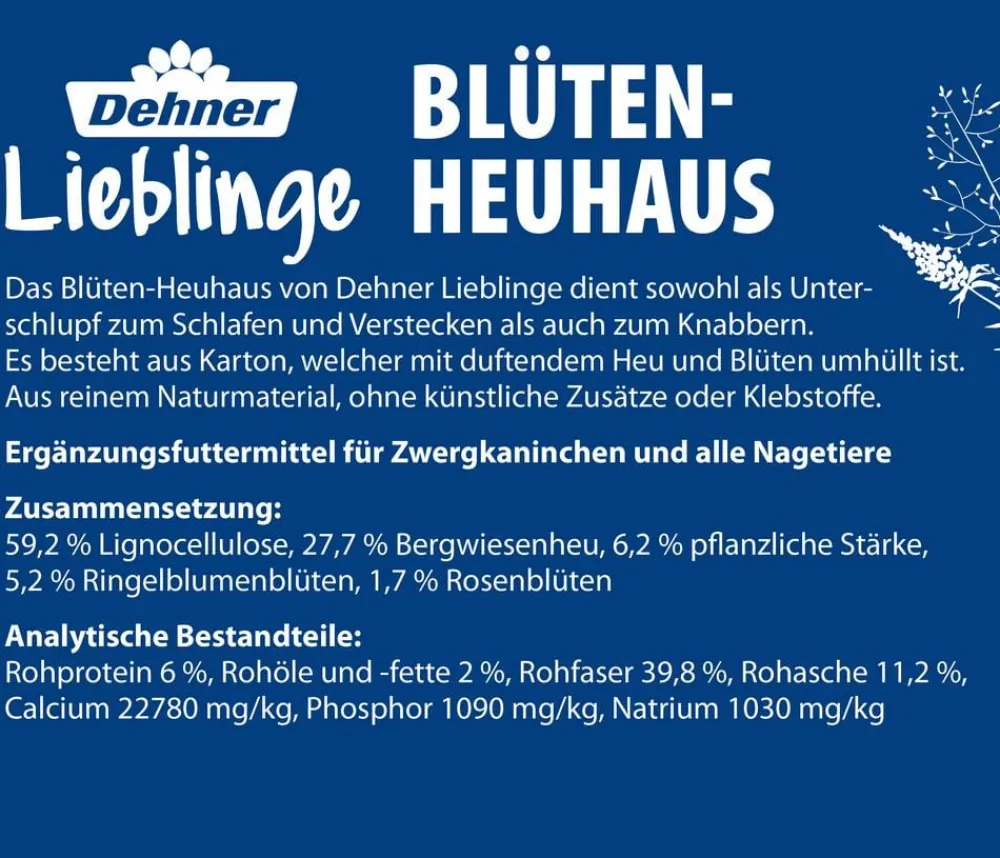 Dehner Lieblinge Nagersnack Blüten-Heuhaus Sale