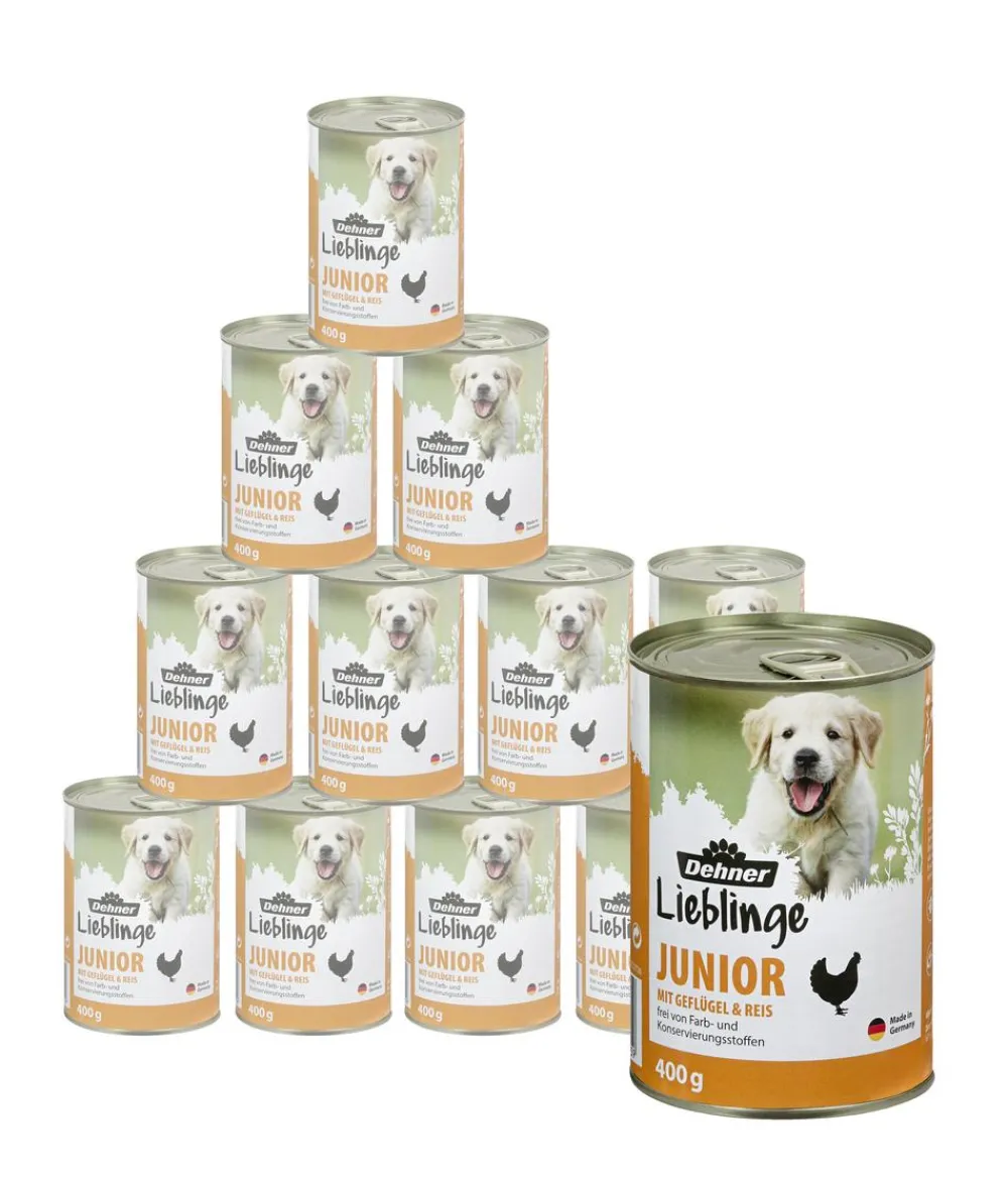 Dehner Lieblinge Nassfutter für Hunde Junior, Geflügel & Reis New