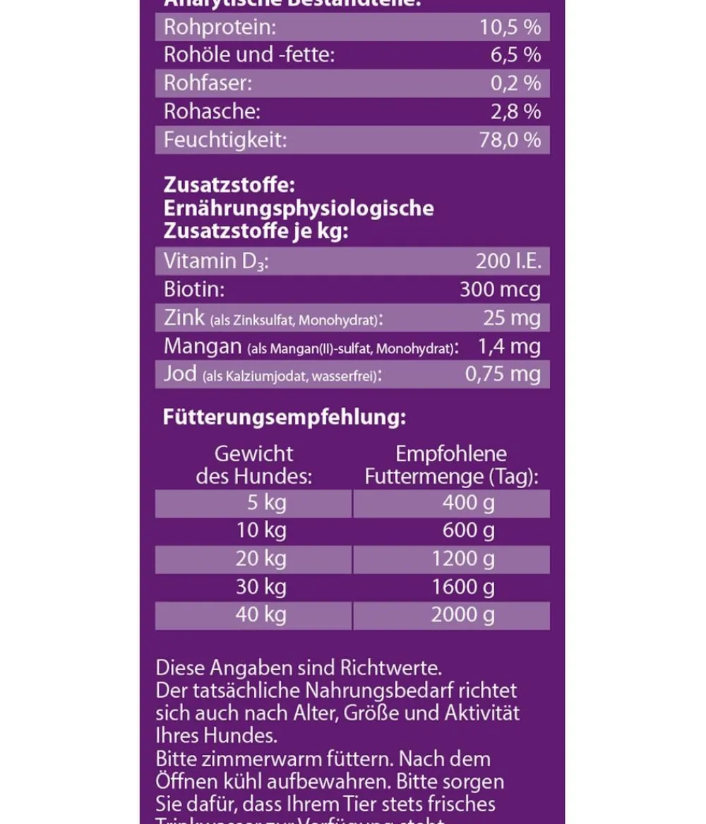 Dehner Lieblinge Nassfutter Hund - Nassfutter für Hunde Senior, Geflügel & Lamm, /800 g