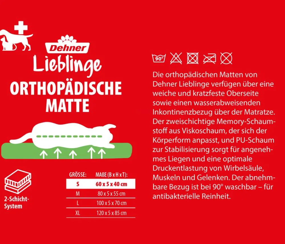 Dehner Lieblinge Betten & Kissen|Hundekissen > Orthopädiche Hundeatte onu, rechteckig, grau