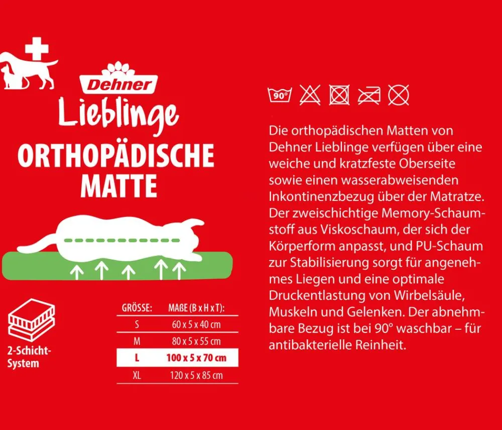 Dehner Lieblinge Betten & Kissen|Hundekissen - Orthopädiche Hundeatte onu, rechteckig, grau Schwarz