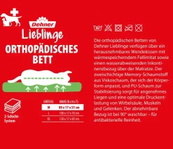 Dehner Lieblinge Betten & Kissen|Hundebetten & Körbe - Orthopädisches Hundebett Sonus, rechteckig, grau Schwarz
